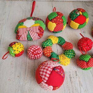 Patchwork ball wreath‎ ornament Xmas variety set plaid